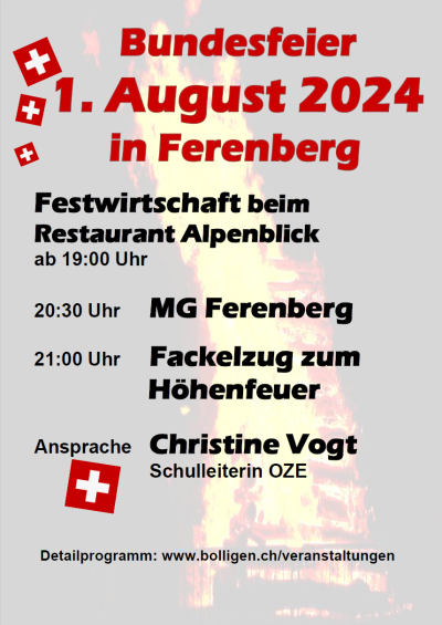 Bundesfeier 1. August 2024 in Ferenberg